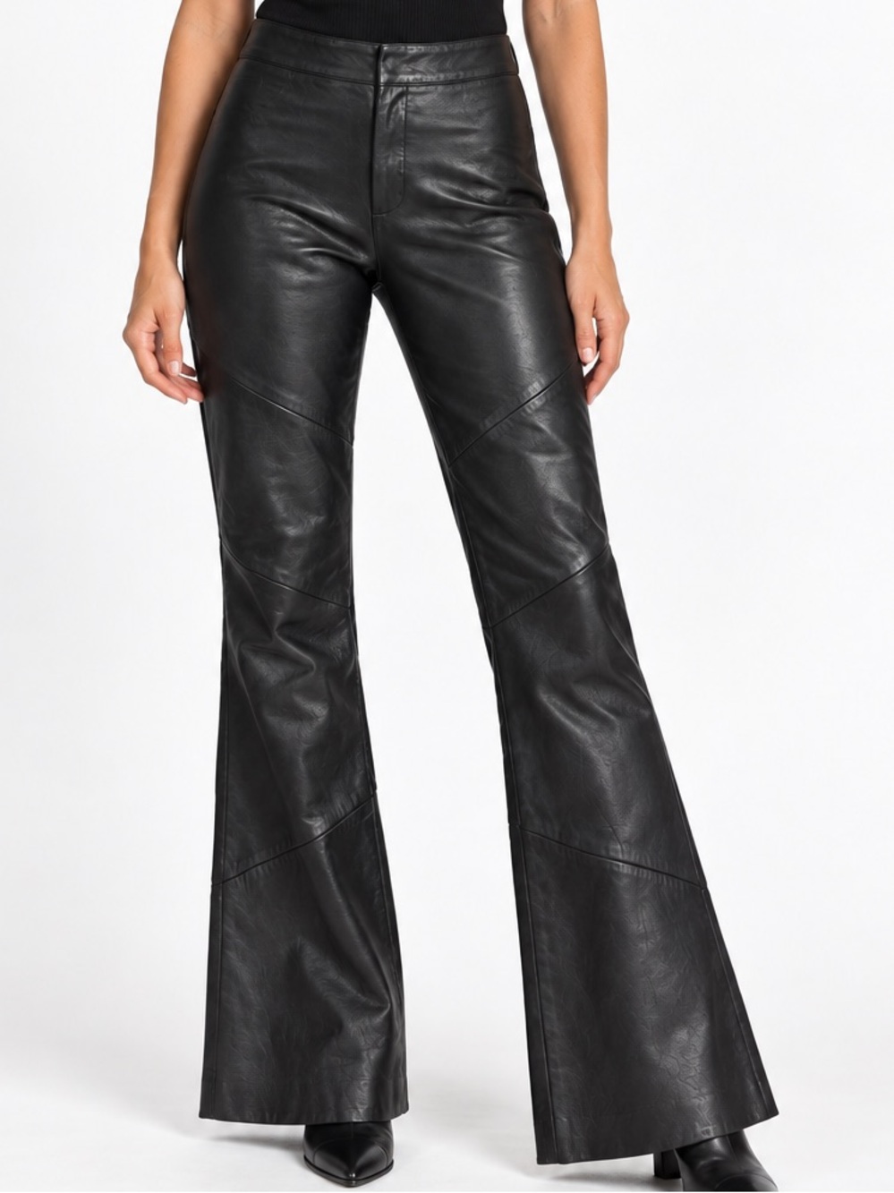 Wilsons Leather Pelle Studio Black Genuine Leather Flare Pants Size 6